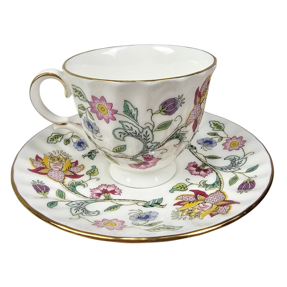 Minton Haddon Hall  Patten Footed Tea Cup and Saucer Made For The Danbury Mint